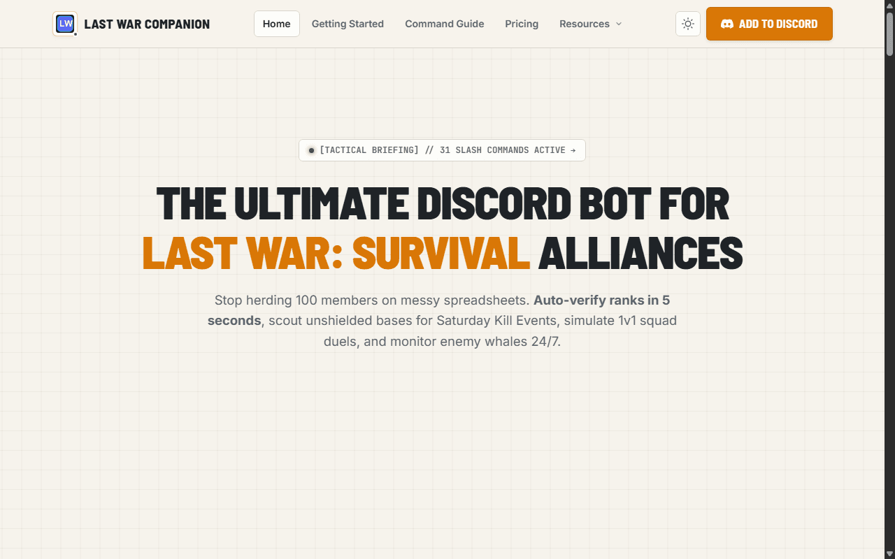 Last War Companion website preview